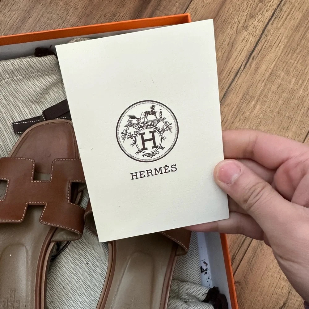 Hermes Brown Oran  Sandals - Picture 3 of 8
